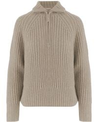 Allude - Half-Zip Turtleneck Knitted Sweater - Lyst