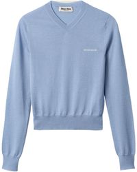 Miu Miu - Silk And Cashmere V-Neck Sweater - Lyst