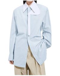 Bottega Veneta - Belted Contrast-Collar Shirt - Lyst