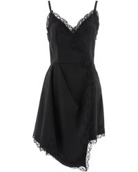 McQueen - Lace-Trim Asymmetric Mini Dress - Lyst