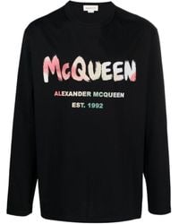 McQueen - Graffiti Logo-Printed Long Sleeved Sweatshirt - Lyst