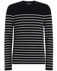 Dolce & Gabbana - Striped Button-Detail Knitted Sweater - Lyst