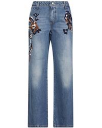 ERMANNO FIRENZE - Floral-Embroidered Wide-Leg Jeans - Lyst