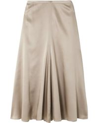 Brunello Cucinelli - Gathered Silk-Satin Midi Skirt - Lyst