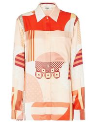 Fendi - Patchwork Printed Long-Sleeved Shirt - Lyst
