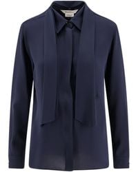 Max Mara - Mxmcolmo Tie Neck Blouse - Lyst