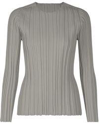 Pleats Please Issey Miyake - Ribbed Knit Crew Neck Top - Lyst