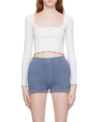 T By Alexander Wang - Pointelle-Knit Cropped Top - Lyst