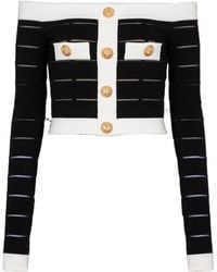 Balmain - Off-The-Shoulder Crop Top - Lyst