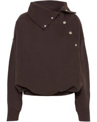 Sportmax - Oversized Sweatshirt With An Asymmetric Fastening - Lyst