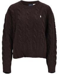 Polo Ralph Lauren - Logo Embroidered Cable-Knitted Jumper - Lyst