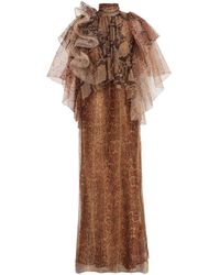 Zimmermann - Ruffle-Trimmed Snake-Print Dress - Lyst