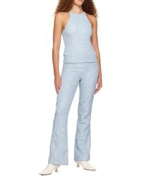 Ganni - Floral-Jacquard Flared Trousers - Lyst