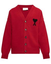 Ami Paris - Ami Ami De Coeur Logo Intarsia-Knit Cardigan - Lyst