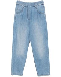 Brunello Cucinelli - Elastic Waist Tapered Jeans - Lyst