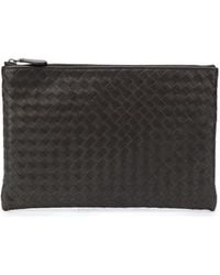 Bottega Veneta - Woven Zipper Clutch - Lyst