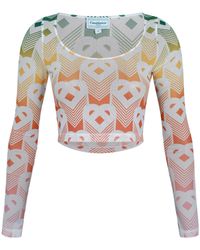 CASABLANCA - Gradientgeometric Mesh Cropped Top - Lyst