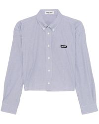 Miu Miu - Checked Poplin Cropped Shirt - Lyst