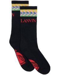Lanvin - Logo-Knit Zigzag-Edge Socks - Lyst