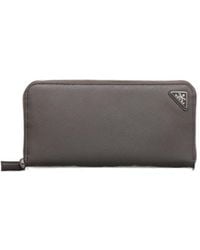 Prada - Logo Plaque Zipped Wallet - Lyst