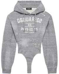 DSquared² - Logo Printed Hooded Distressed Bodysuit - Lyst