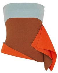 Fendi - Asymmetric Draped Color-Block Bustier Top - Lyst