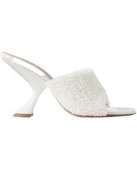 AMINA MUADDI - Leather-Trimmed Raffia Mules - Lyst