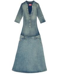DIESEL - De-Anim- Denim Midi Dress - Lyst