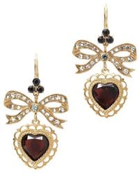 Dolce & Gabbana - 18Kt Heart Garnet Drop Earrings - Lyst