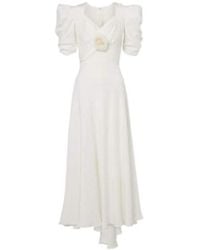Rodarte - Floral-Appliqué Silk Crêpe Gown - Lyst