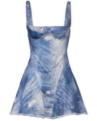 Roberto Cavalli - Faded Denim Minidress - Lyst