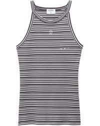 Filippa K - Monogram-Embroidered Striped Organic Cotton Tank Top - Lyst