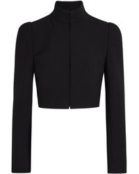 Alaïa - Funnel-Neck Cavalry Twill Cropped Jacket - Lyst