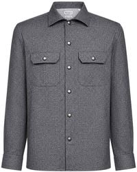 Brunello Cucinelli - Virgin Wool Flannel Overshirt With Spread Collar And Chest Pockets - Lyst