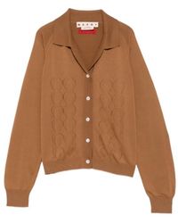 Marni - Logo-Embroidered Pointelle-Knit Cardigan - Lyst