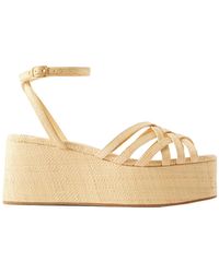 Loeffler Randall - Natural Raffia Wedge Sandals - Lyst