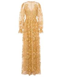 Alberta Ferretti - Embroidered Long Tulle Dress - Lyst