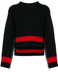 McQueen - Zipped Sleeves Chunky Knit Sweater - Lyst