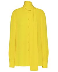 Valentino - Pussy-Bow Collar Silk Shirt - Lyst