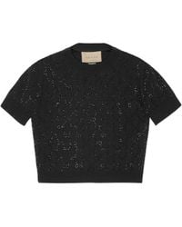 Gucci - Fine Wool Gg Crystal Top - Lyst