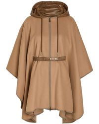 Moncler - Hooded Belted Wool-Blend Cape Coat - Lyst