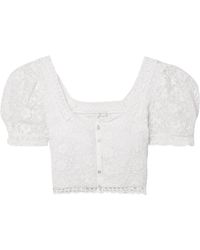LoveShackFancy - Carmeline Lace-Trimmed Cropped Top - Lyst