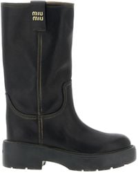 Miu Miu - Round-Toe Slip-On Boots - Lyst
