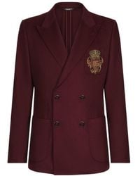Dolce & Gabbana - Double-Breasted Wool And Cashmere Jacket With Dg Patch - Lyst