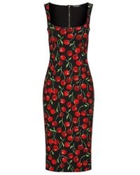 Dolce & Gabbana - Cherry-Print Knee-Length Dress - Lyst