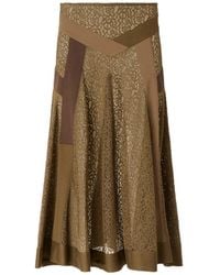 Pinko - Lace-Panelled Patchwork Midi Skirt - Lyst