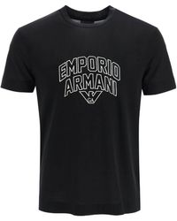 Emporio Armani - Logo-Print Lyocell-Cotton T-Shirt - Lyst