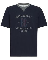 Brunello Cucinelli - Cotton Jersey Crew Neck T-Shirt With Print - Lyst