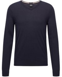BOSS - V-Neck Long-Sleeve Knit Sweater - Lyst