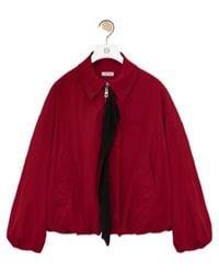 Loewe - Draped-Detail Embroidered-Logo Zip-Up Jacket - Lyst